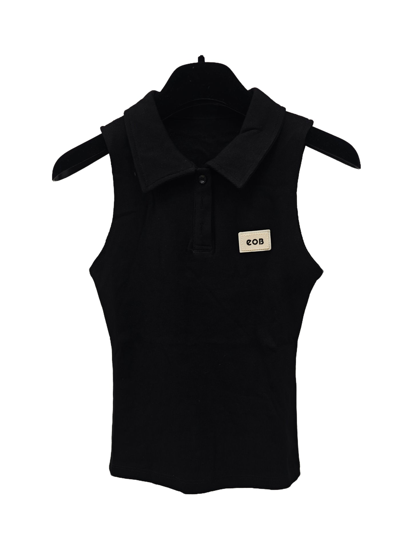 Women’s Sleeveless Ribbed Polo Top – Slim Fit Button-Front Tank with Classic Collar, Minimalist Casual Summer Basic
