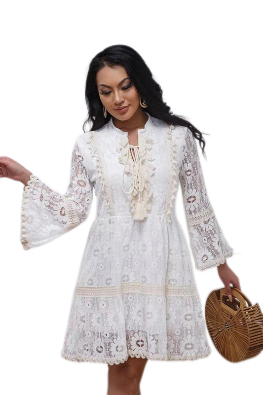 Boho White Lace Dres