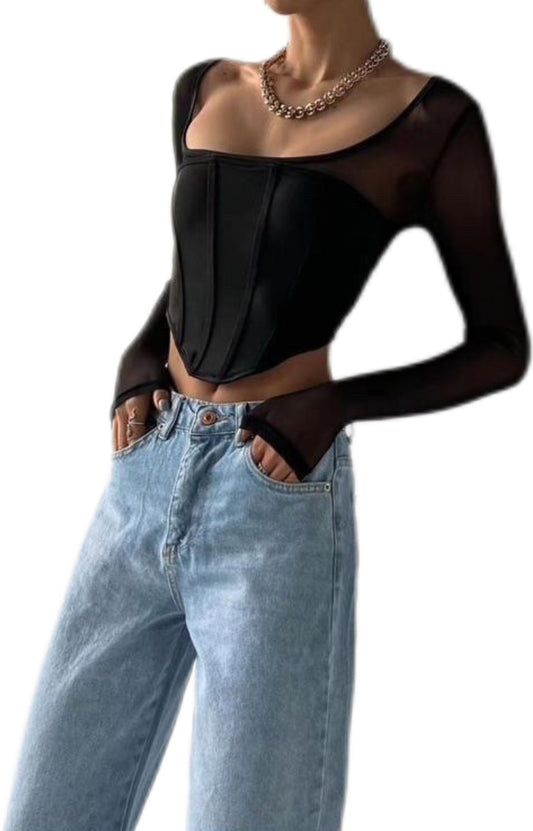 Sheer Corset Crop Top