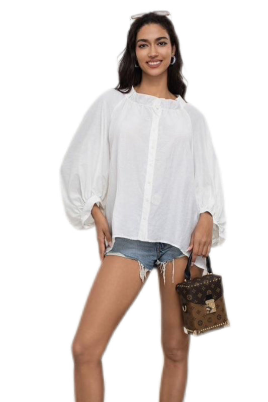 Balloon-Sleeve Blouse