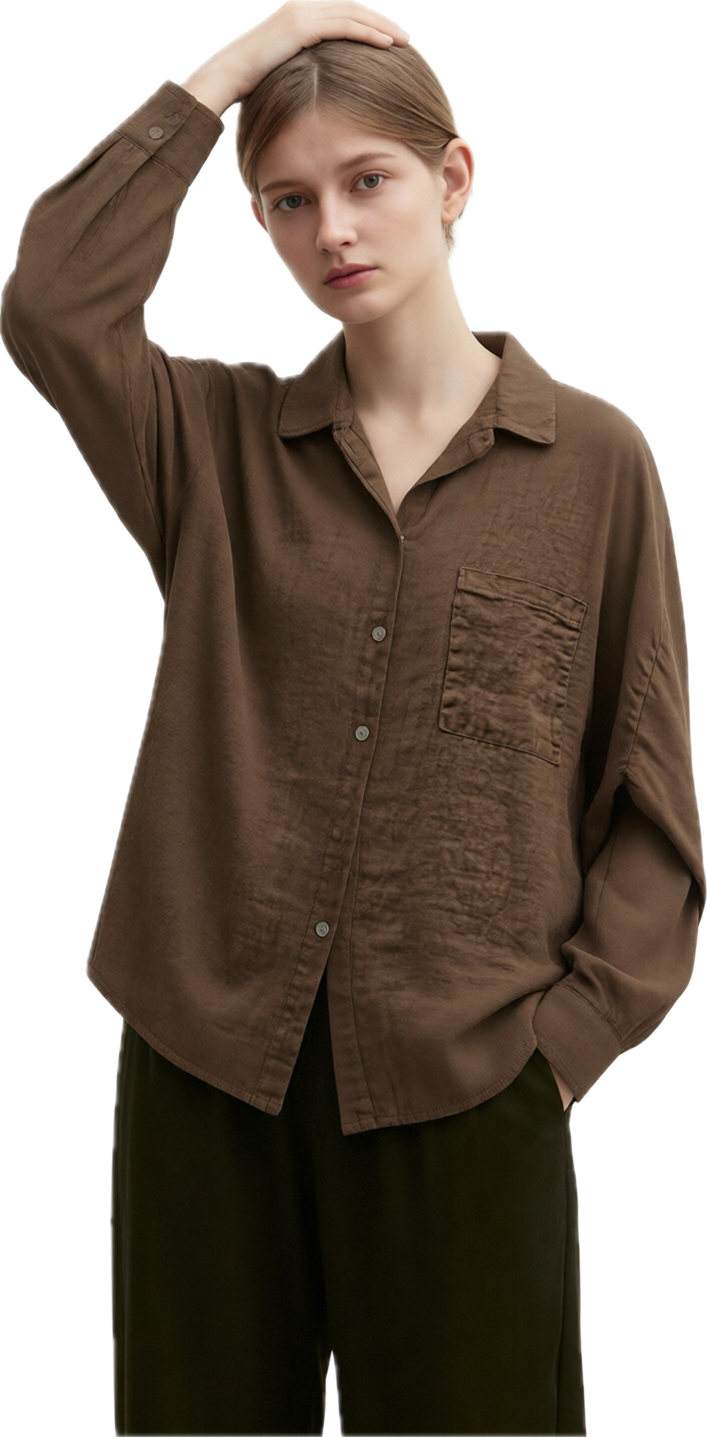 Women's Linen Oversized Button-Up Shirt – Lightweight Long Sleeve Relaxed Fit Blouse BIANCO (Copia)