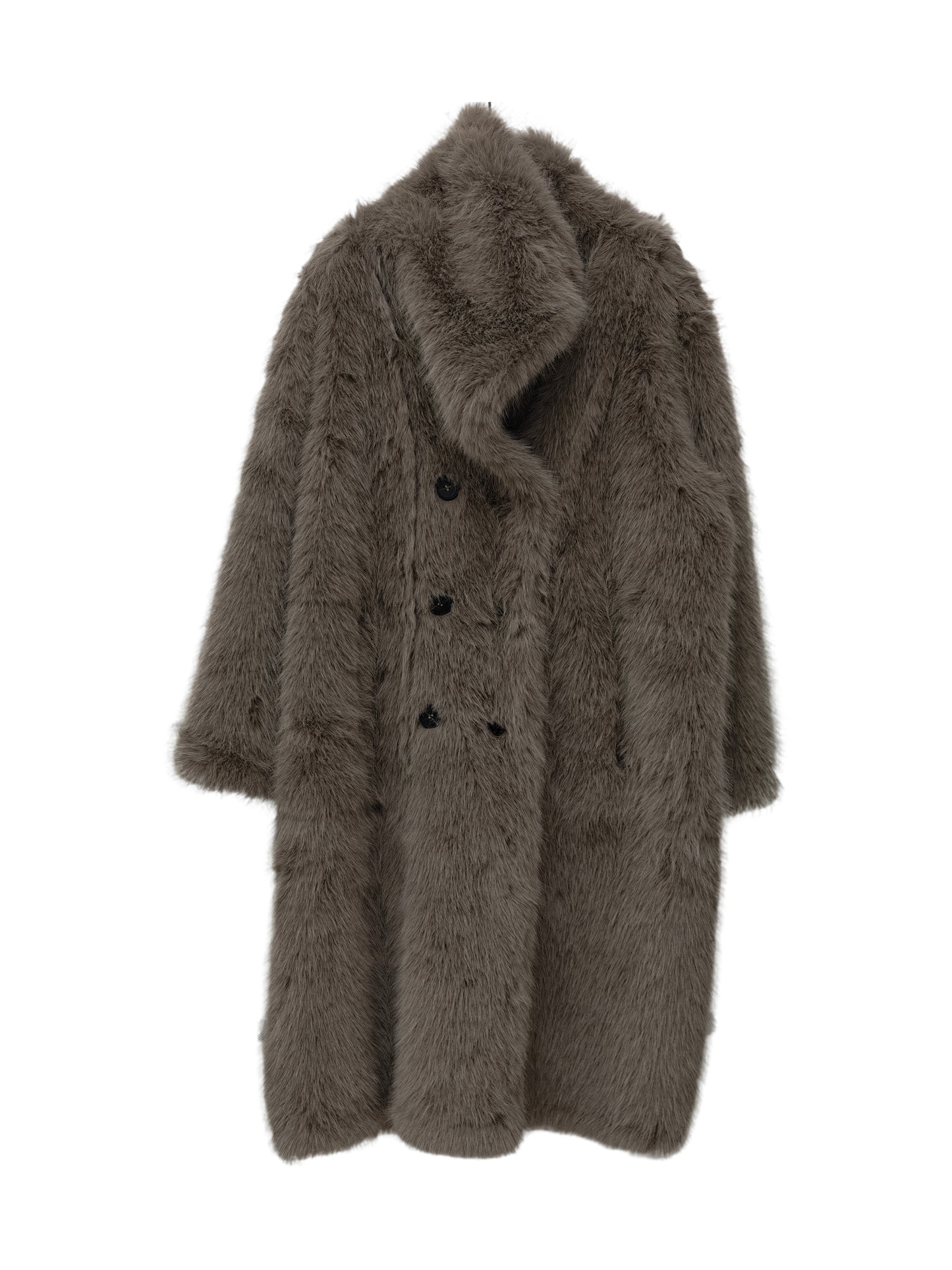 Zayla Women’s Reversible Faux Fur Long Coat – Grey Winter Shearling Plush Overcoat, Warm Double-Sided Soft Jacket
