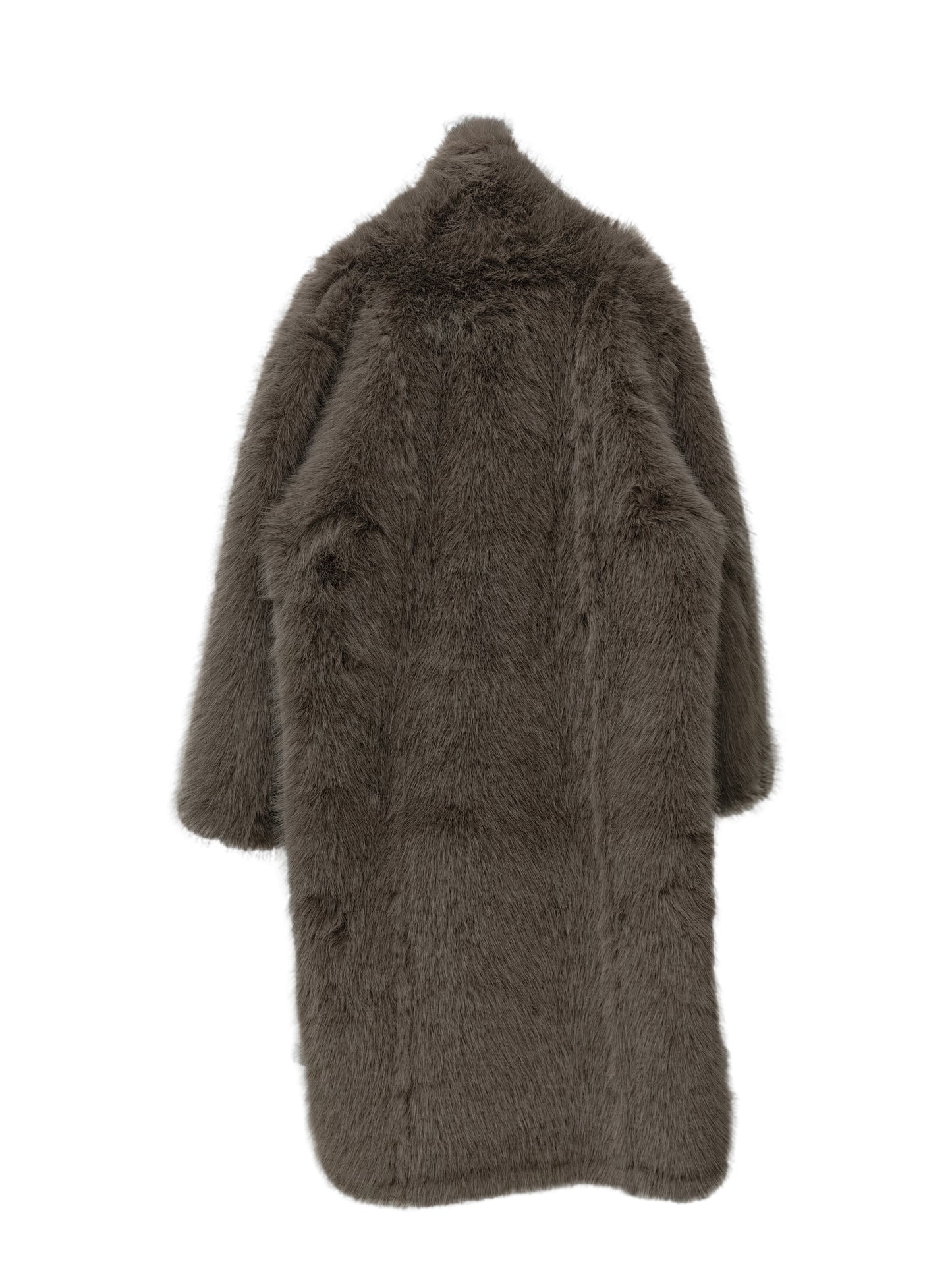 Zayla Women’s Reversible Faux Fur Long Coat – Grey Winter Shearling Plush Overcoat, Warm Double-Sided Soft Jacket