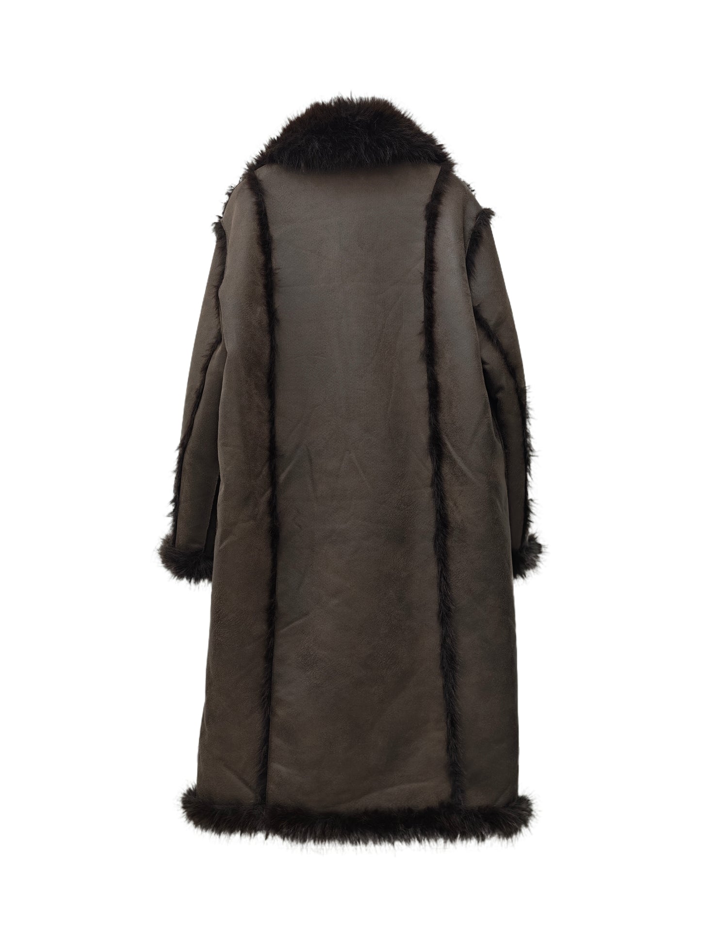 Zayla Women’s Reversible Faux Fur Long Coat – Brown Winter Plush Shearling Jacket, Warm Thick Double-Sided Overcoat