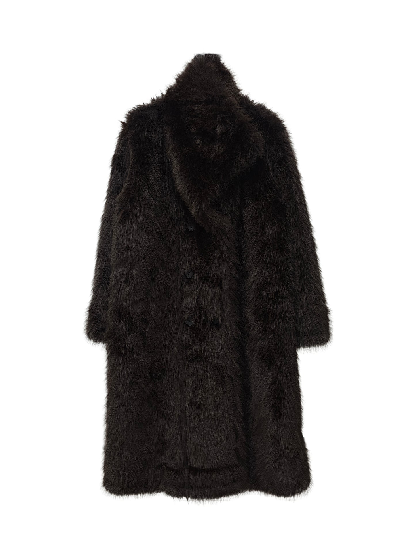 Zayla Women’s Reversible Faux Fur Long Coat – Brown Winter Plush Shearling Jacket, Warm Thick Double-Sided Overcoat