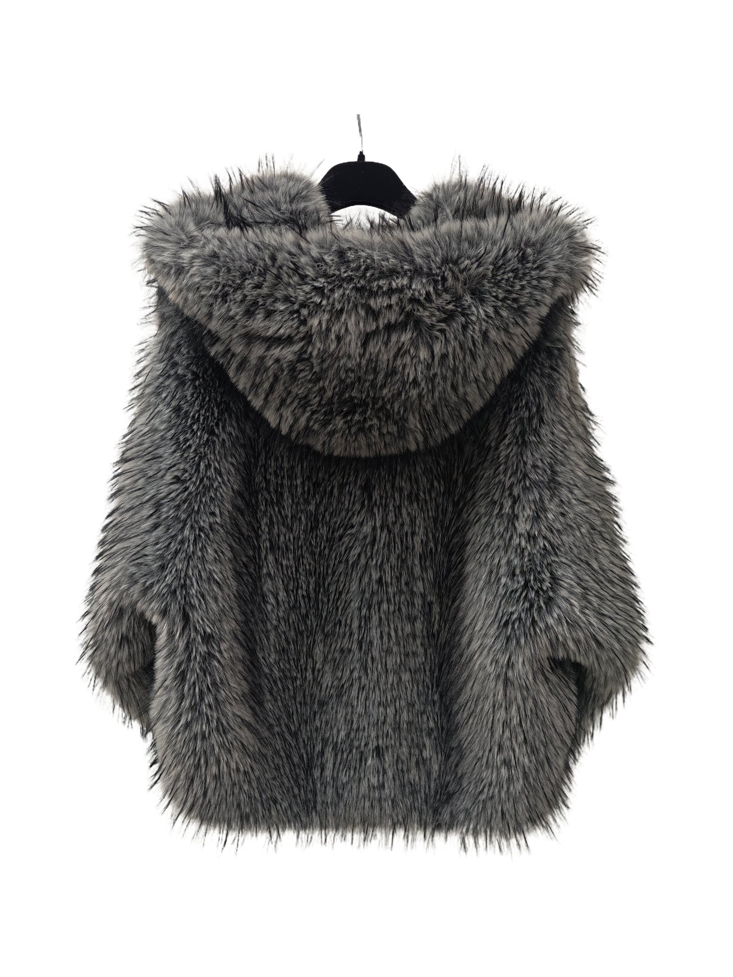 Zayla Women’s Fluffy Faux Fur Short Jacket – Grey Warm Winter Coat, Soft Plush Trendy Aesthetic Outerwear
