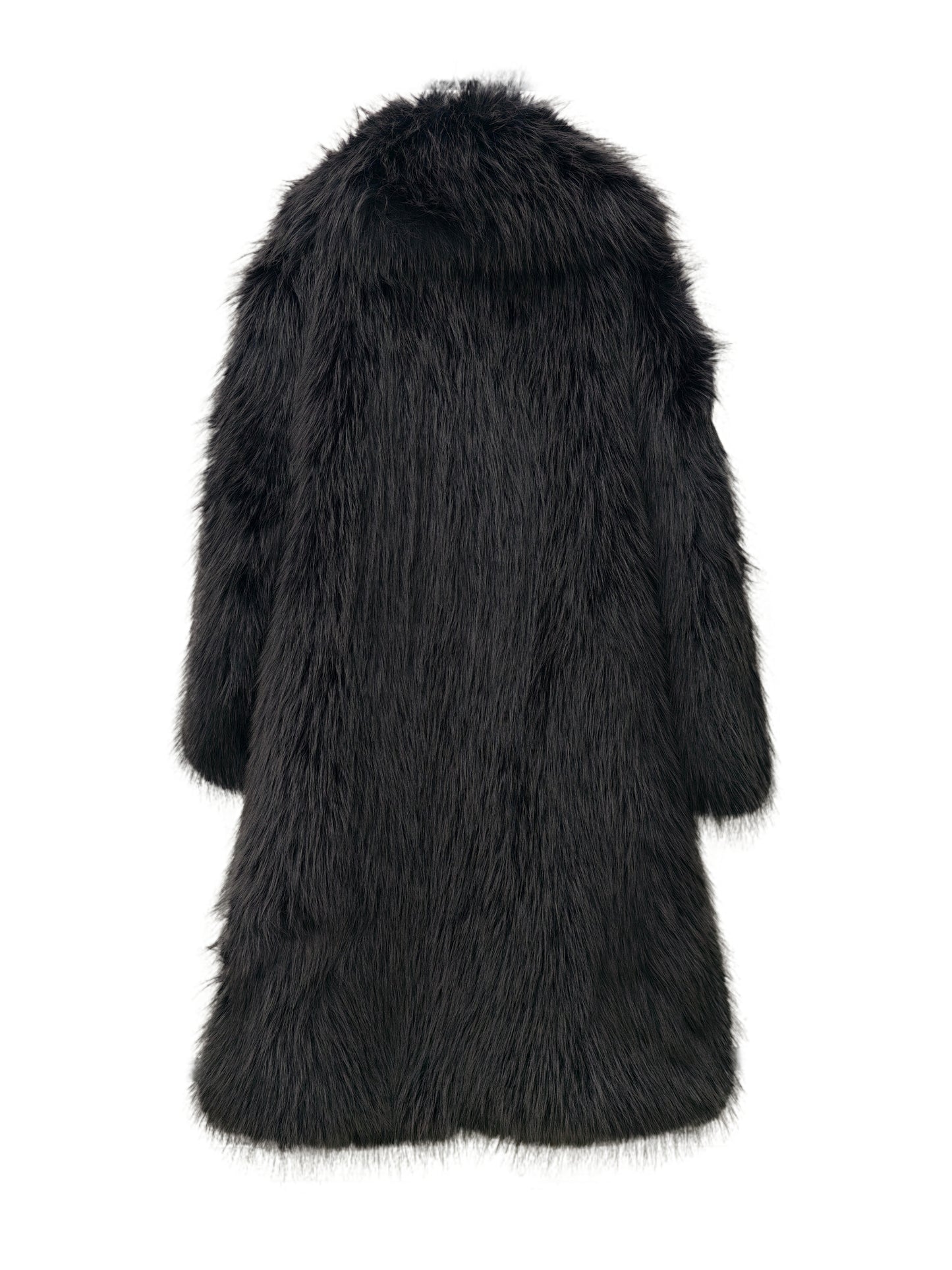 Zayla Women’s Black Faux Fur Long Coat – Fluffy Warm Plush Winter Jacket, Classic Trendy Outerwear