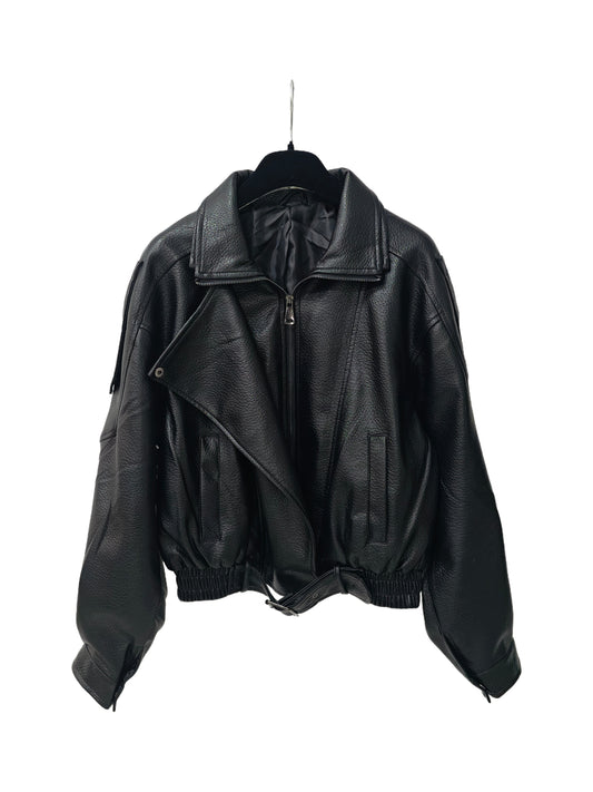 Zayla Women’s Brown Faux Leather Jacket – Oversized Short Moto Coat, Soft Textured Fall Winter Outerwear