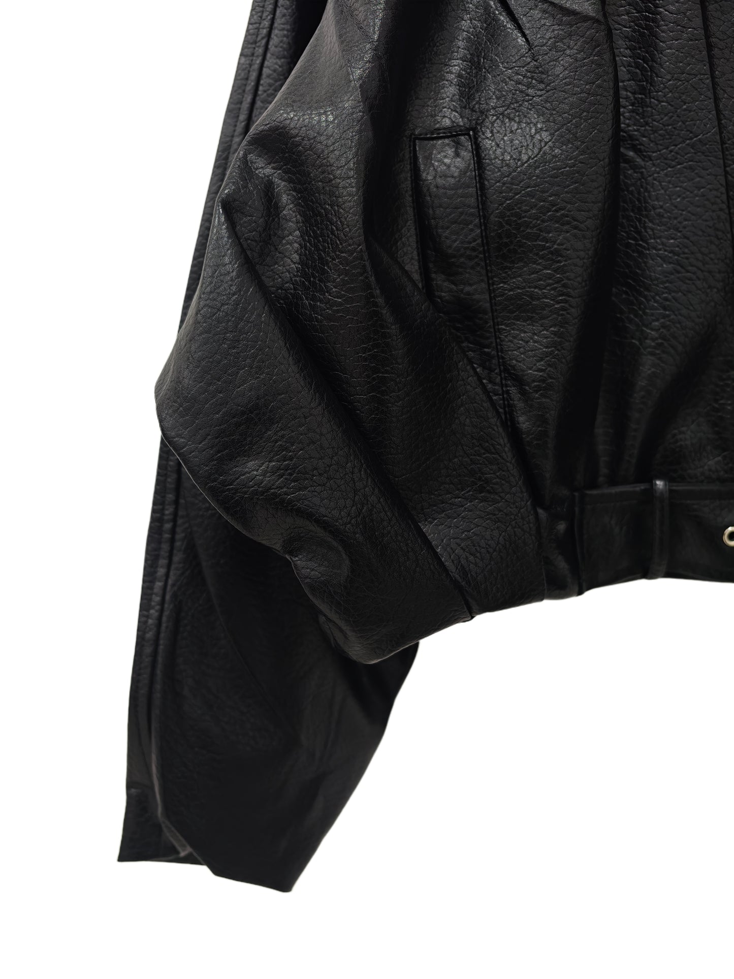 Zayla Women’s Black Faux Leather Cropped Jacket – Oversized Zip-Up Short Coat, Minimalist Fall Winter Outerwear