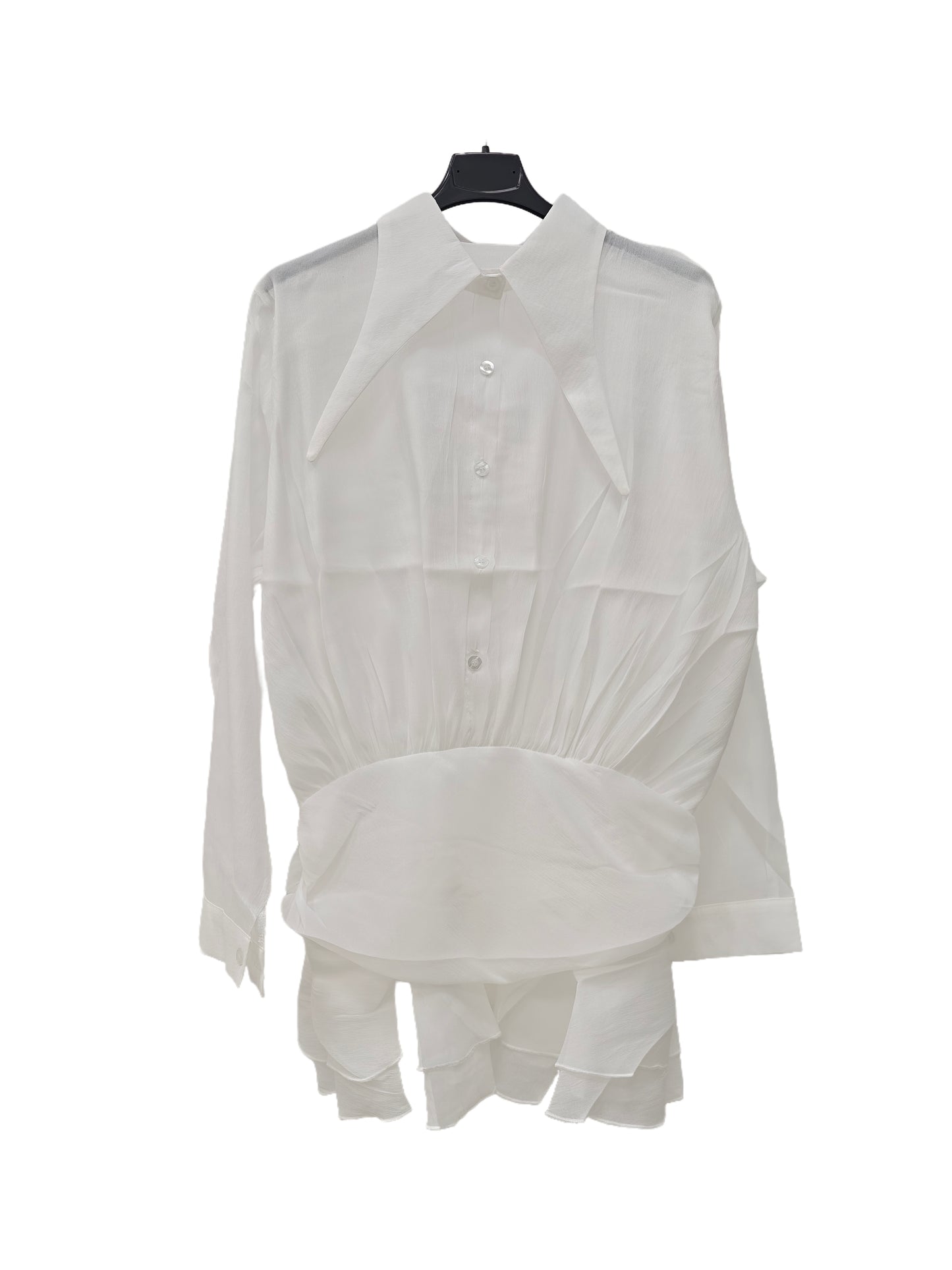 Women’s Ruffled Chiffon Blouse – Romantic Sheer Dress with Floral Detail, Romantic Luxury Style for Daily & Evening Wear