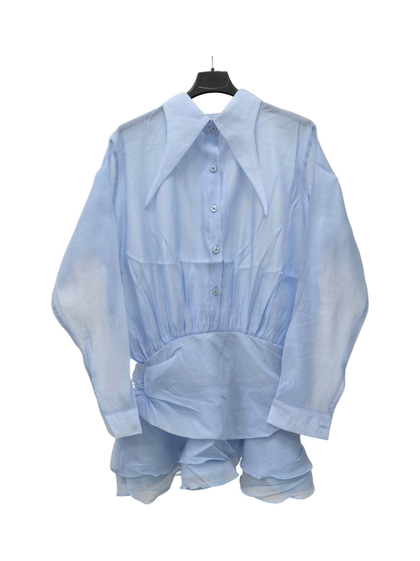 Women’s Ruffled Chiffon Blouse – Romantic Sheer Dress with Floral Detail, Romantic Luxury Style for Daily & Evening Wear