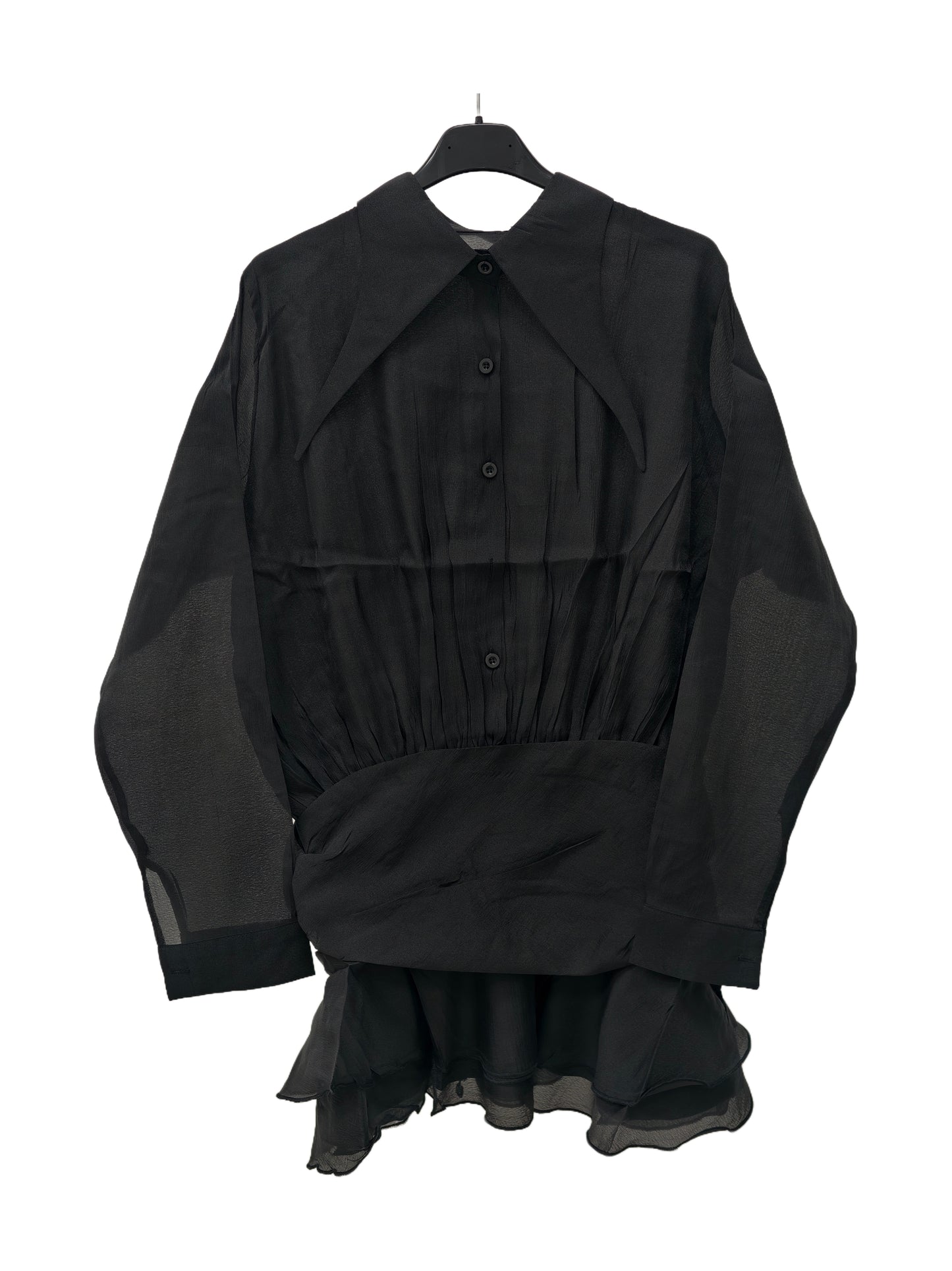 Women’s Ruffled Chiffon Blouse – Romantic Sheer Dress with Floral Detail, Romantic Luxury Style for Daily & Evening Wear
