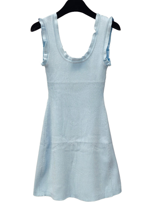 Women’s Ribbed Knit Sleeveless Dress – Ruffle Strap Fitted Midi Dress, Minimalist Luxury Summer Essential