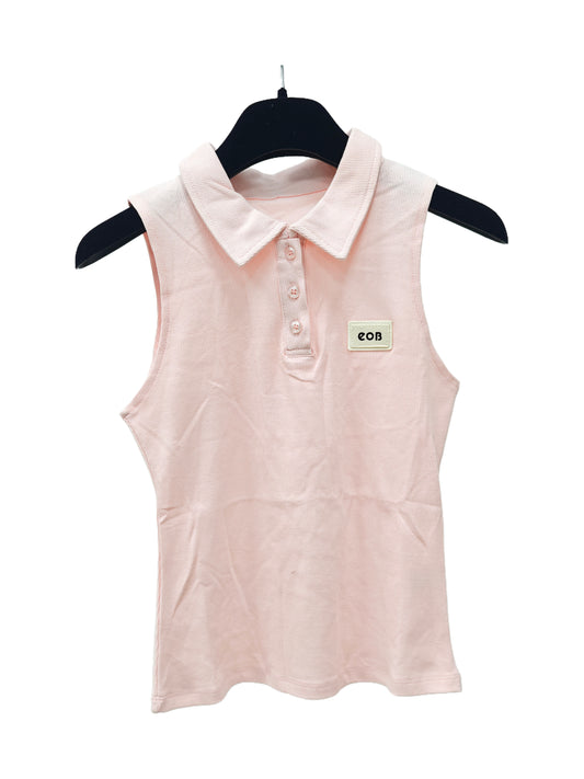 Women’s Sleeveless Ribbed Polo Top – Slim Fit Button-Front Tank with Classic Collar, Minimalist Casual Summer Basic