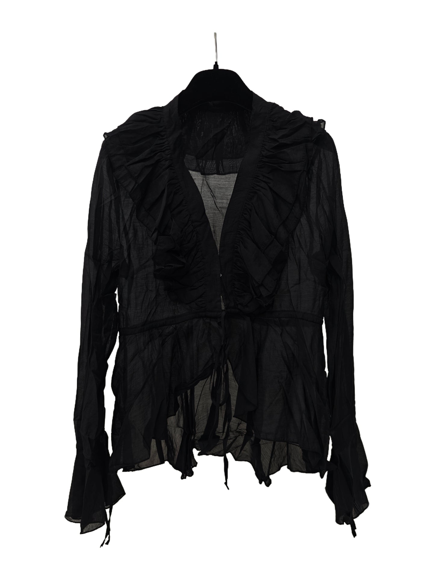 Women’s Sheer Ruffle Cardigan – Lightweight Chiffon Tie-Front Blouse, Elegant Flowy Cover-Up