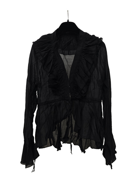 Women’s Sheer Ruffle Cardigan – Lightweight Chiffon Tie-Front Blouse, Elegant Flowy Cover-Up