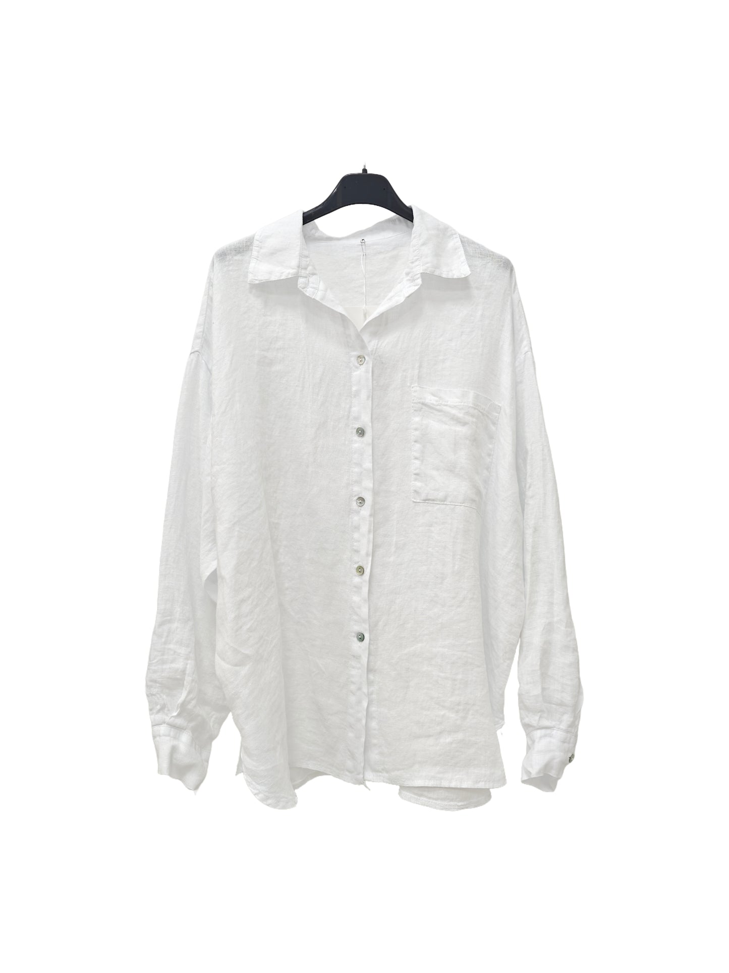 Women's Linen Oversized Button-Up Shirt – Lightweight Long Sleeve Relaxed Fit Blouse BIANCO (Copia) (Copia)