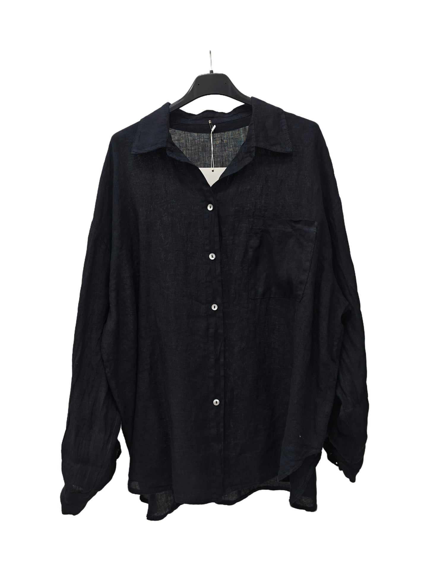 Women's Linen Oversized Button-Up Shirt – Lightweight Long Sleeve Relaxed Fit Blouse BIANCO (Copia) (Copia)