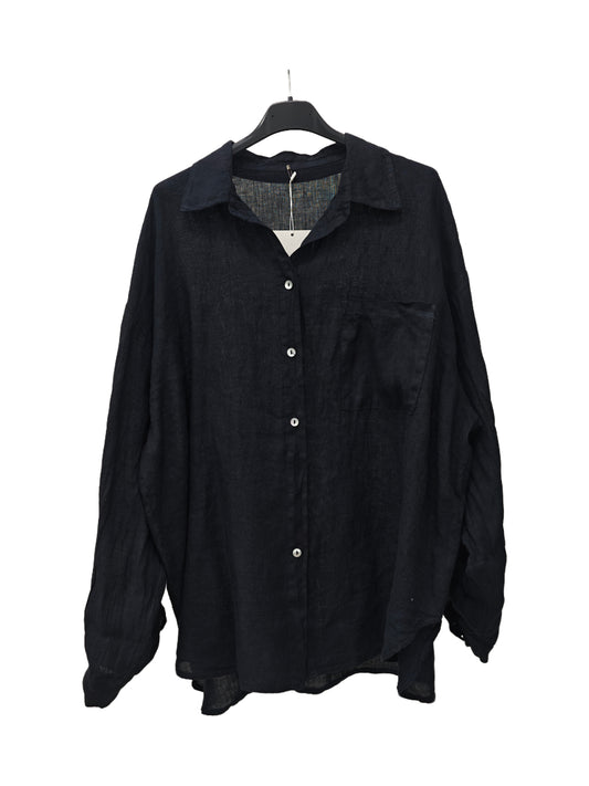 Women's Linen Oversized Button-Up Shirt – Lightweight Long Sleeve Relaxed Fit Blouse BIANCO (Copia) (Copia)