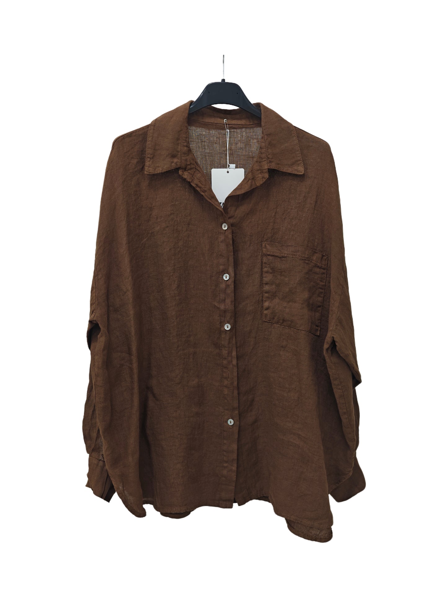 Women's Linen Oversized Button-Up Shirt – Lightweight Long Sleeve Relaxed Fit Blouse BIANCO (Copia) (Copia)