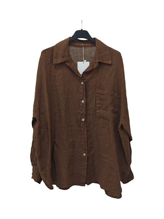 Women's Linen Oversized Button-Up Shirt – Lightweight Long Sleeve Relaxed Fit Blouse BIANCO (Copia)