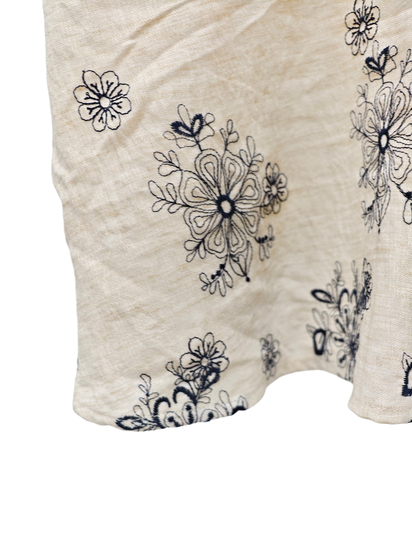 Women’s Embroidered Linen Cami Top – Boho Floral Print Spaghetti Strap Summer Tank BLU NAVY
