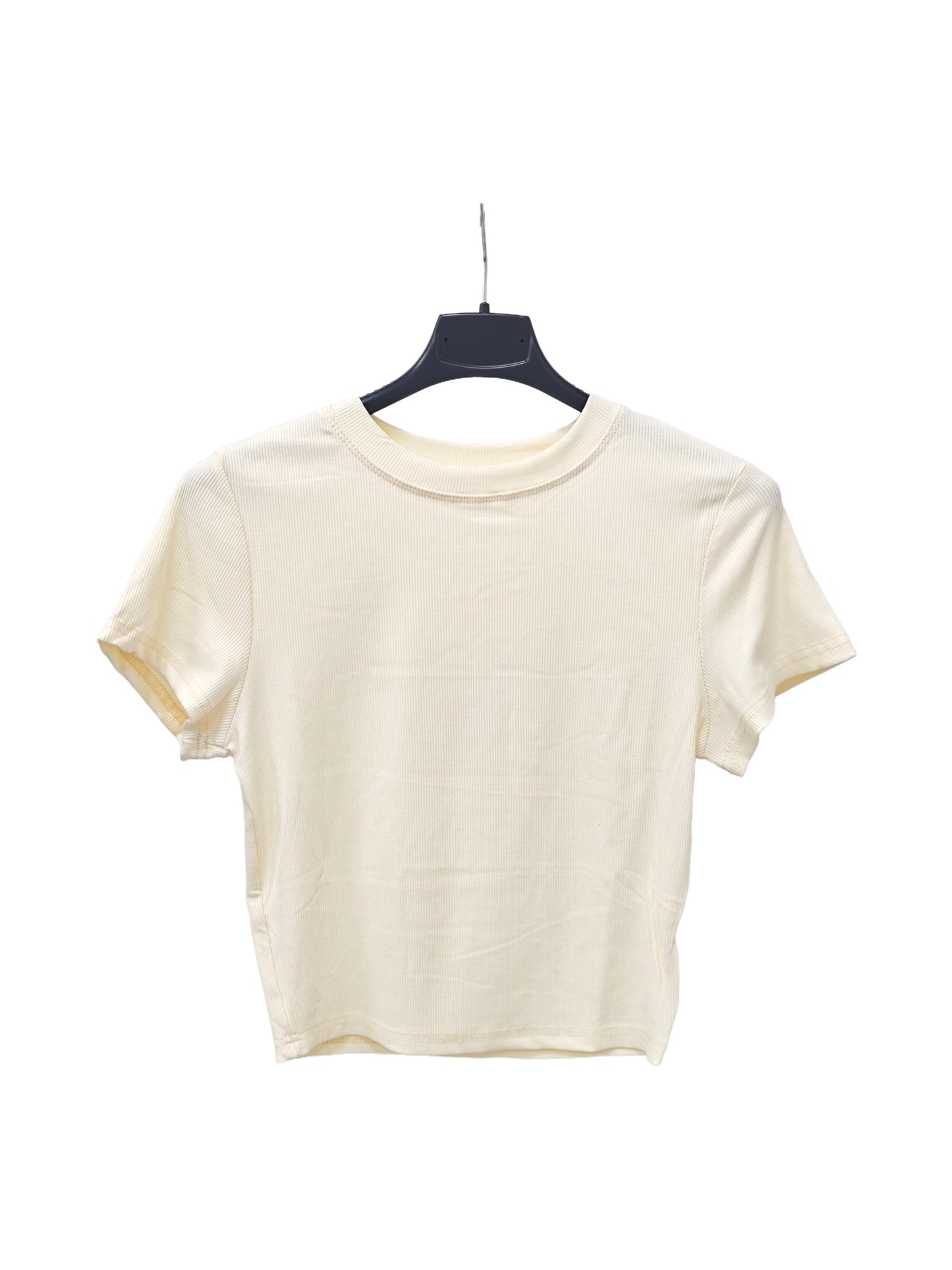 Ribbed Crew Neck T-Shirt – Slim Fit Stretch Basic Tee