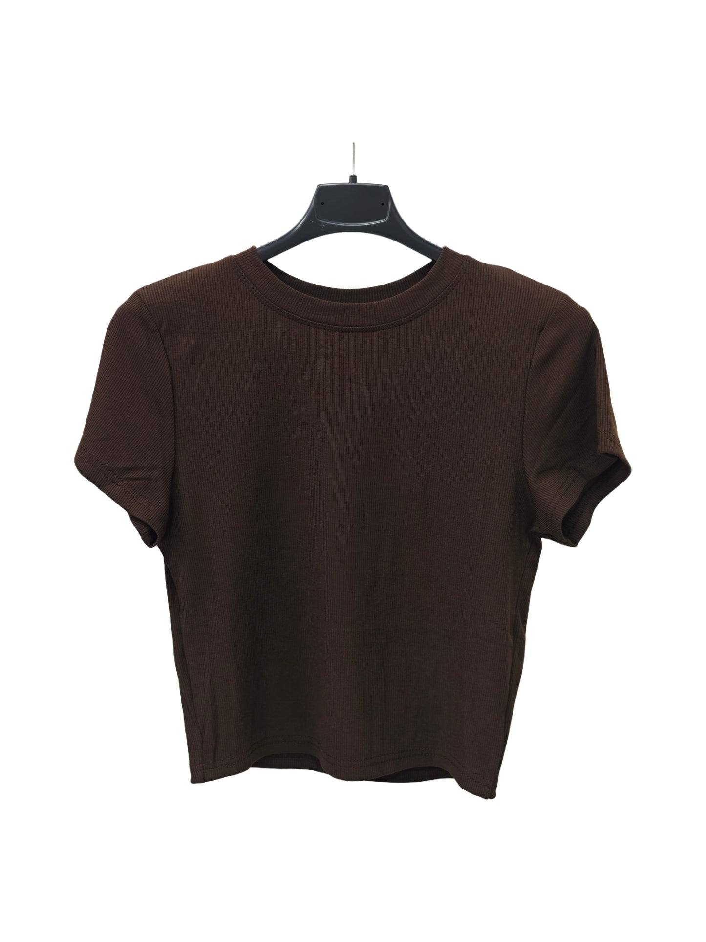 Ribbed Crew Neck T-Shirt – Slim Fit Stretch Basic Tee