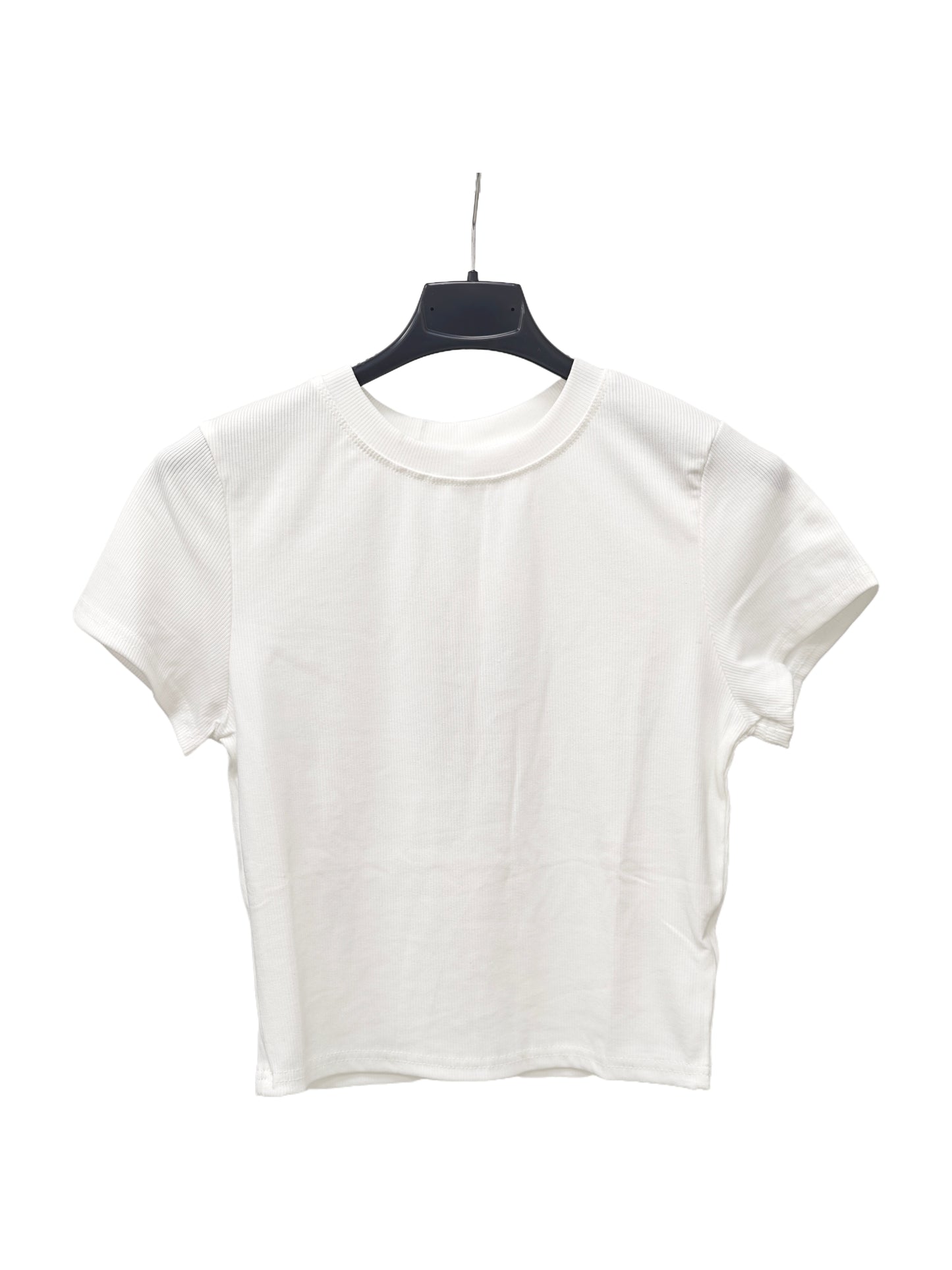 Ribbed Crew Neck T-Shirt – Slim Fit Stretch Basic Tee