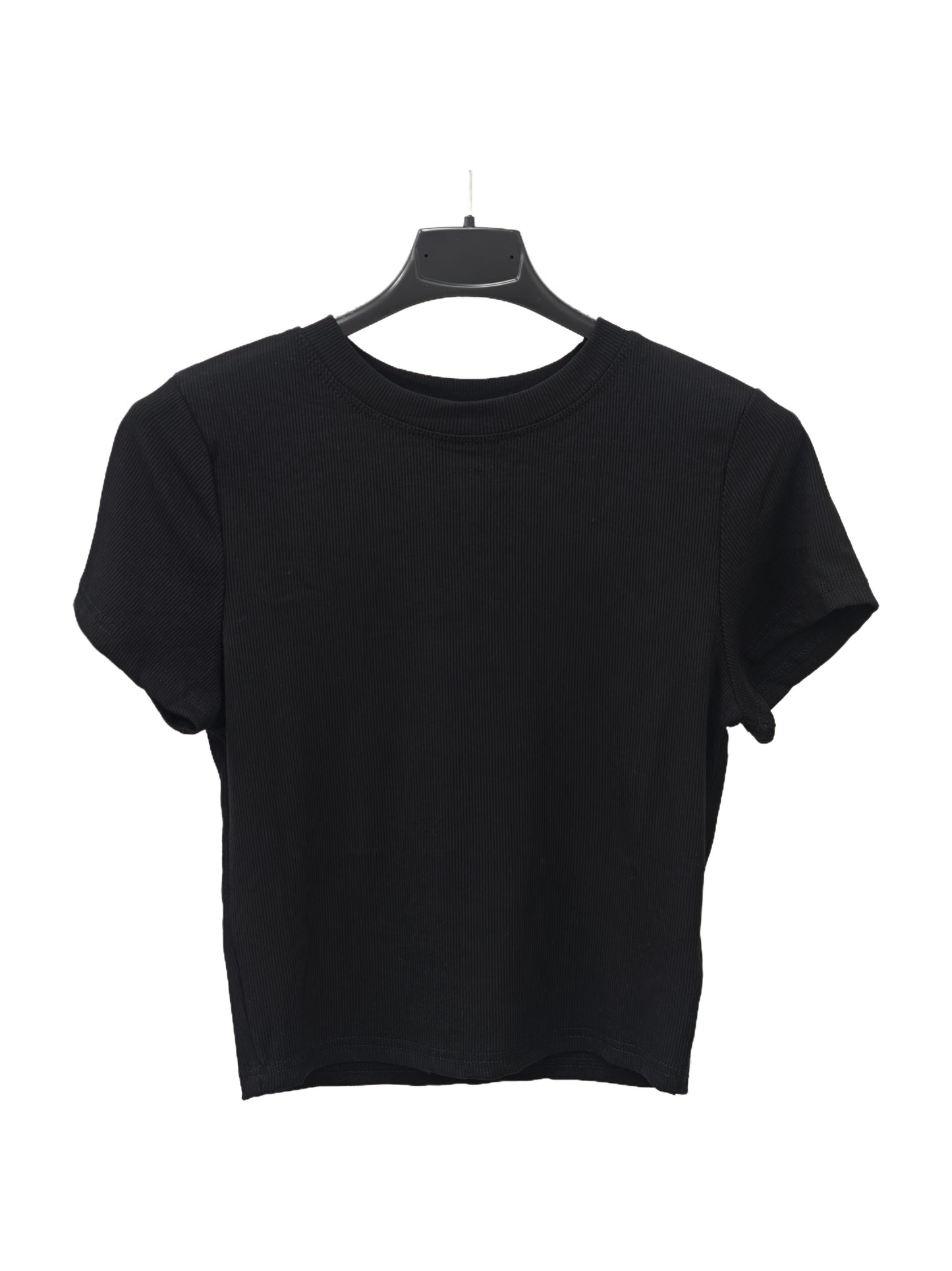 Ribbed Crew Neck T-Shirt – Slim Fit Stretch Basic Tee